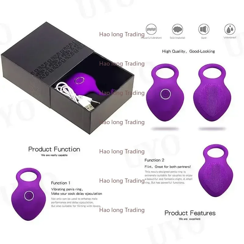 Anillo vibratorio para pene, estimulador de clítoris, Juguetes sexuales para hombre para pareja, retardo Vibro, lamer el orgasmo vaginal, bloqueo, vibrador de manga fina