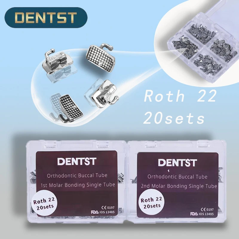 

20Sets/80pcs Dental Orthodontic Buccal Tube Dental 1st 2nd Molar Bondable Monoblock Non-Convertible Tube 0.022 Roth MBT