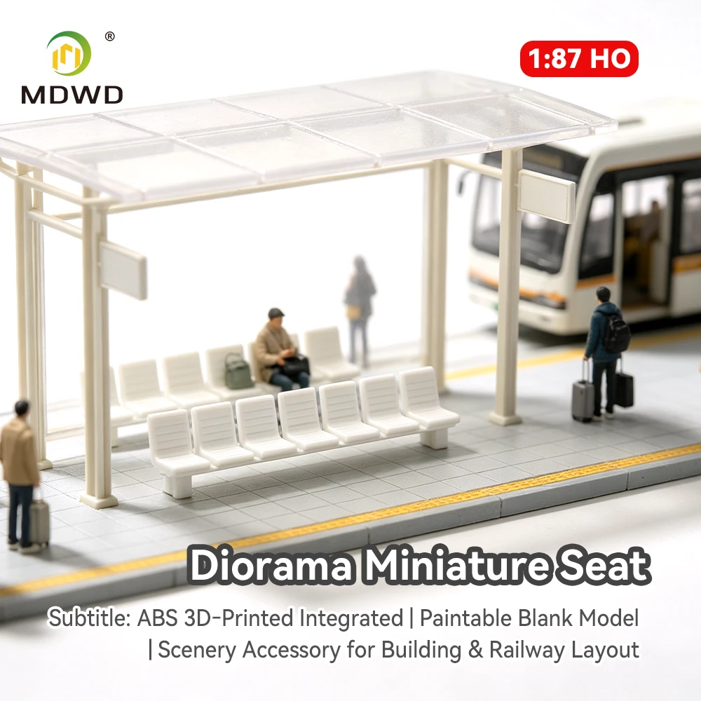 10PCS HO Scale 1:87 Public Bench Model - White ABS Plastic Train Layout Scene Accessories Miniature Diorama Display Building Kit - view 4