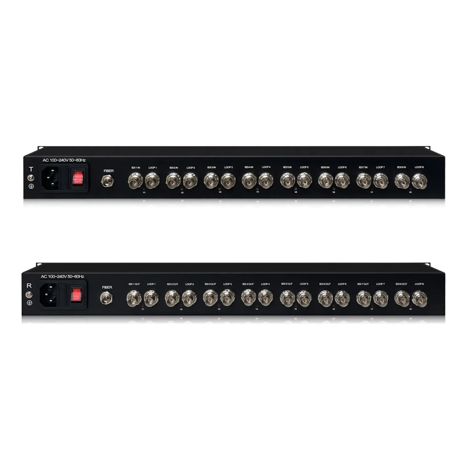 8X 12G SDI In Fiber Optic Converter with Loopout LC/ST Fiber Connector
