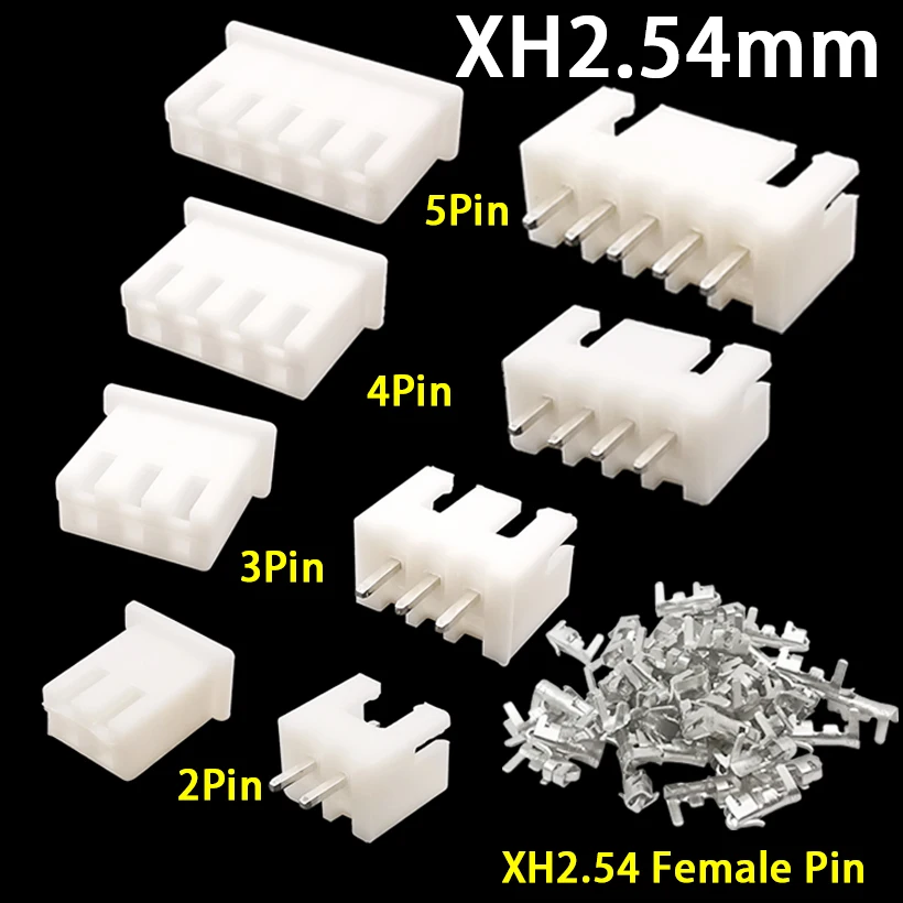 100 sztuk JST XH2.54 męskie żeńskie złącze materiałowe prowadzi Pin Header obudowa 2/3/4/5 Pin Terminal wtyczka gniazdo żeńskie plastikowe muszle