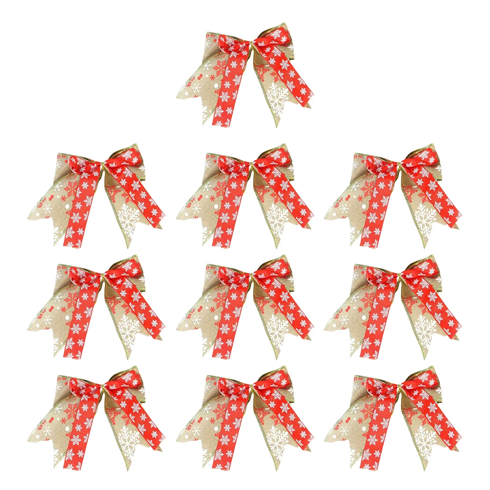 Confezione da 10 decorazioni natalizie con fiocco, decorazione a nastro, pendenti per albero di Natale, ornamenti natalizi per alberi di Natale, decorazioni per la casa