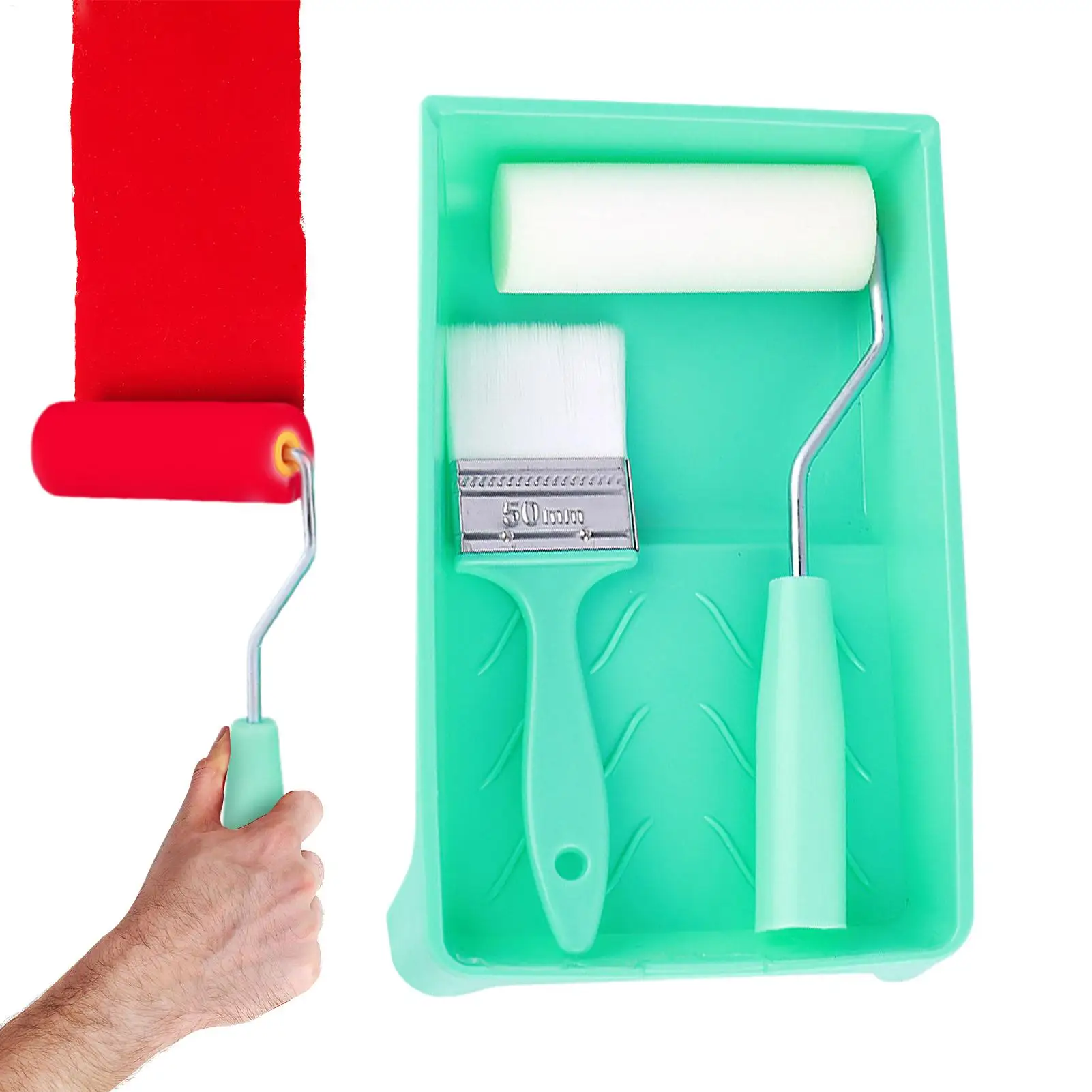 

Wall Paint Roller Brush Set Portable Sponge Painting Roller with Handle Roller Brush Paint Portable for Wall Painting Tool