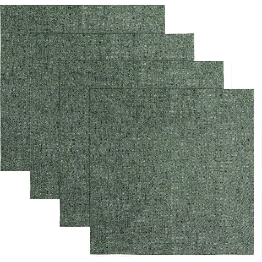 

Набор из 4 льняных салфеток 14x14 лесного зеленого цвета — коврики из чистого льна для праздничных сезонов