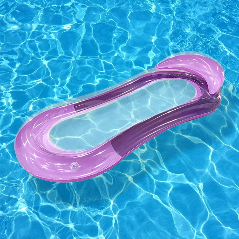 

1 Inflatable Water Bed Inflatable Gradient Color Recliner with Net with Backrest Floating Bed Foldable Double-Sided Backrest