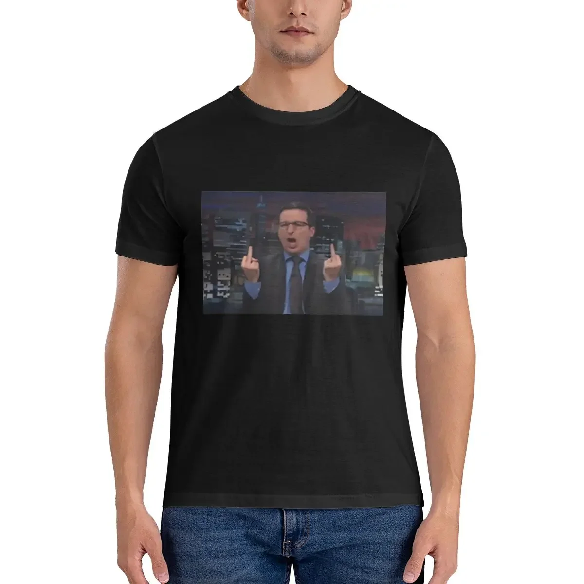 John Oliver Men T Shirts John Oliver Leisure Tees Short Sleeve Crew Neck T-Shirts Pure Cotton Graphic Tops heavyweight fashion