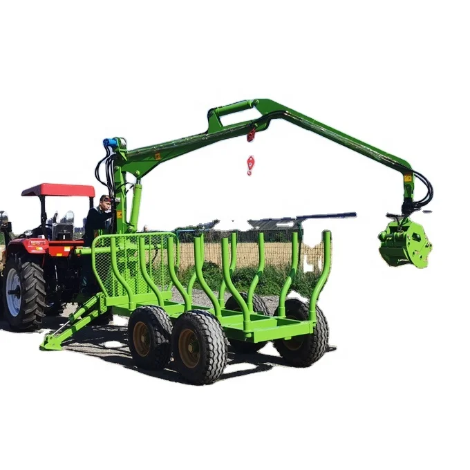 Hydraulic Log Grapple Trailer Two-Wheel Stable Hydraulic Grab Countryside Forest Logging Farm Transport Tool