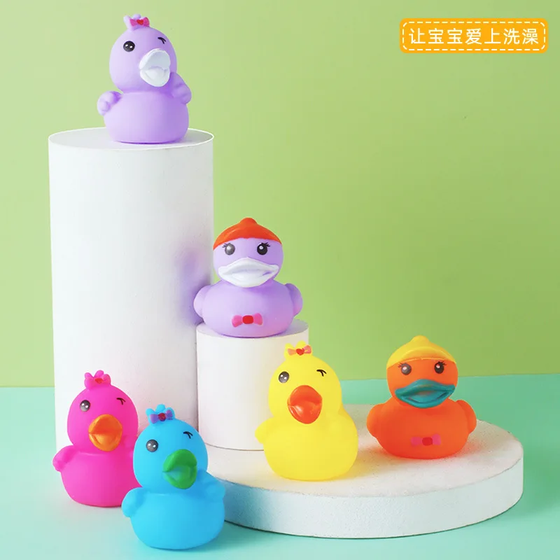 Baby Bath Toys Cute Little Yellow Duck Bath Toys Bathroom Bath Swimming Water Toy Soft Floating Rubber Duck Squeeze Sound Toy