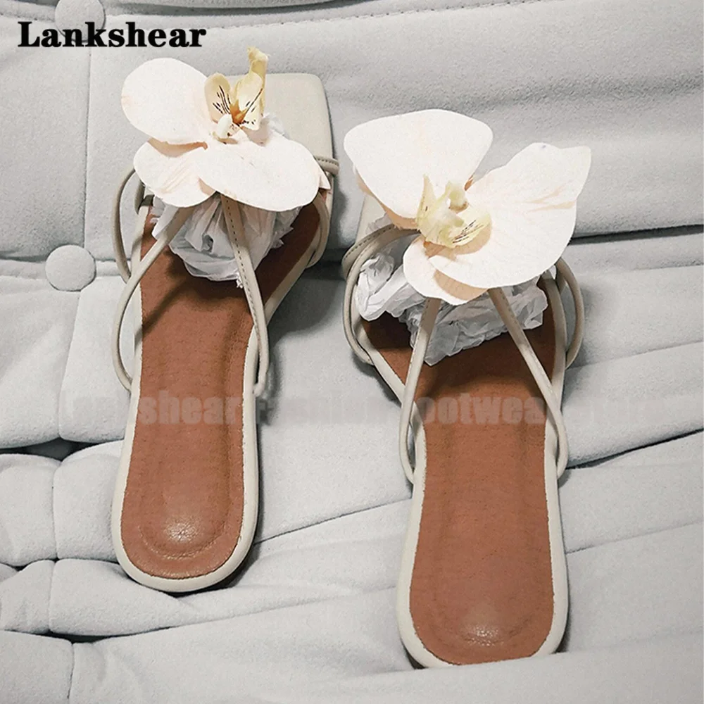 

Белые тапочки с открытым носком и цветочным принтом, сандалии на высоком каблуке, тапочки на плоской подошве, женская повседневная обувь, дизайнерские шлепанцы, женская обувь