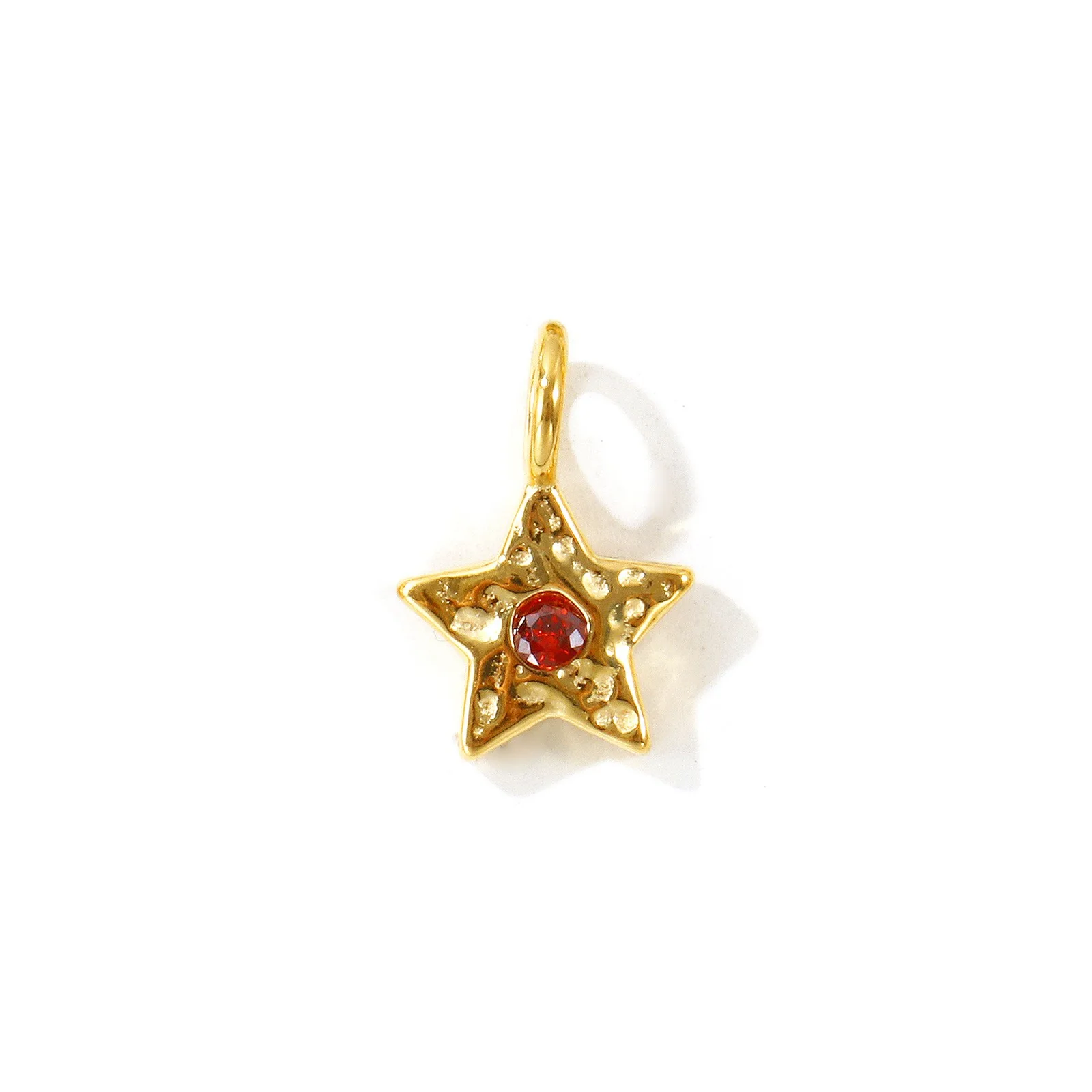 1 Stück Mini Zirkonia Anhänger Geometrischer Stern 18K Vergoldet 304 Edelstahl Charms DIY Halskette Schmuckherstellung Großhandel – Detail 2