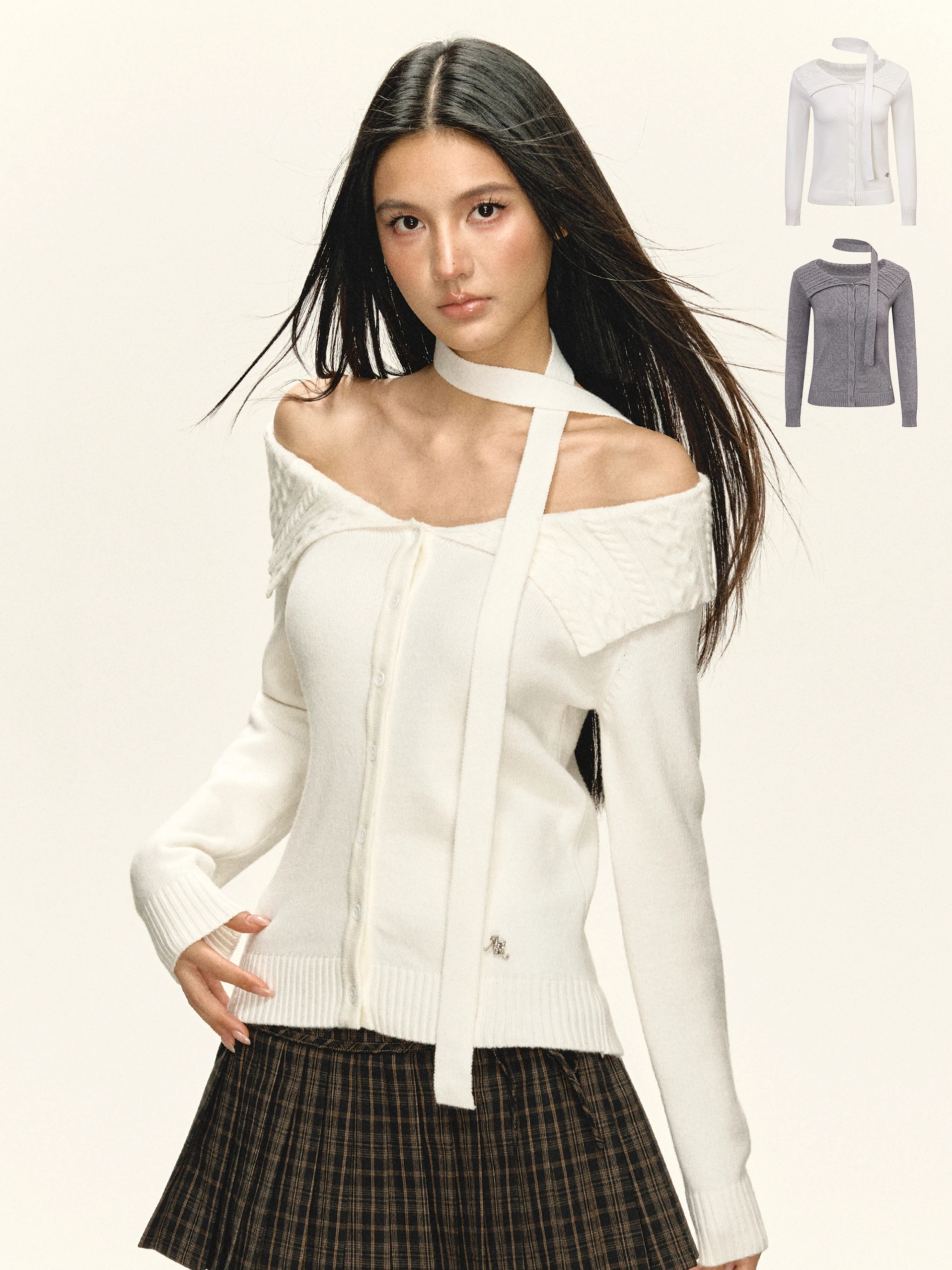 

Ariseism American Retro Design Knitted Sweater Women's Slim Fit oulder Hanging Ne Autumn New Sle Street Faion Long Sl...