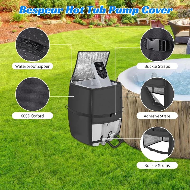 

Hot Tub Spa Heater PumpCoverInflatable Hot Tub PumpCoverSuitable for Most Hot Tub SpaHeater Pump on Market （only cover）