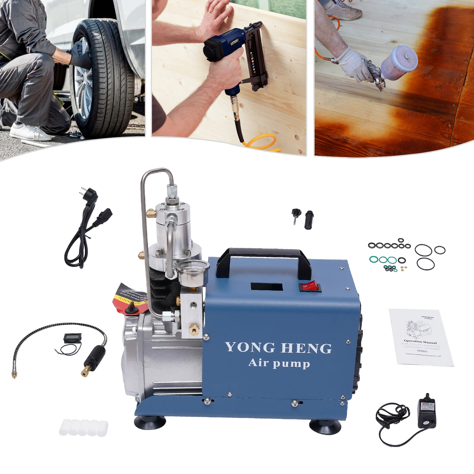 Electric Pcp High Pressure 30Mpa 300 Bar 4500Psi Air Compressor Pump for Diving /Fire Fighting