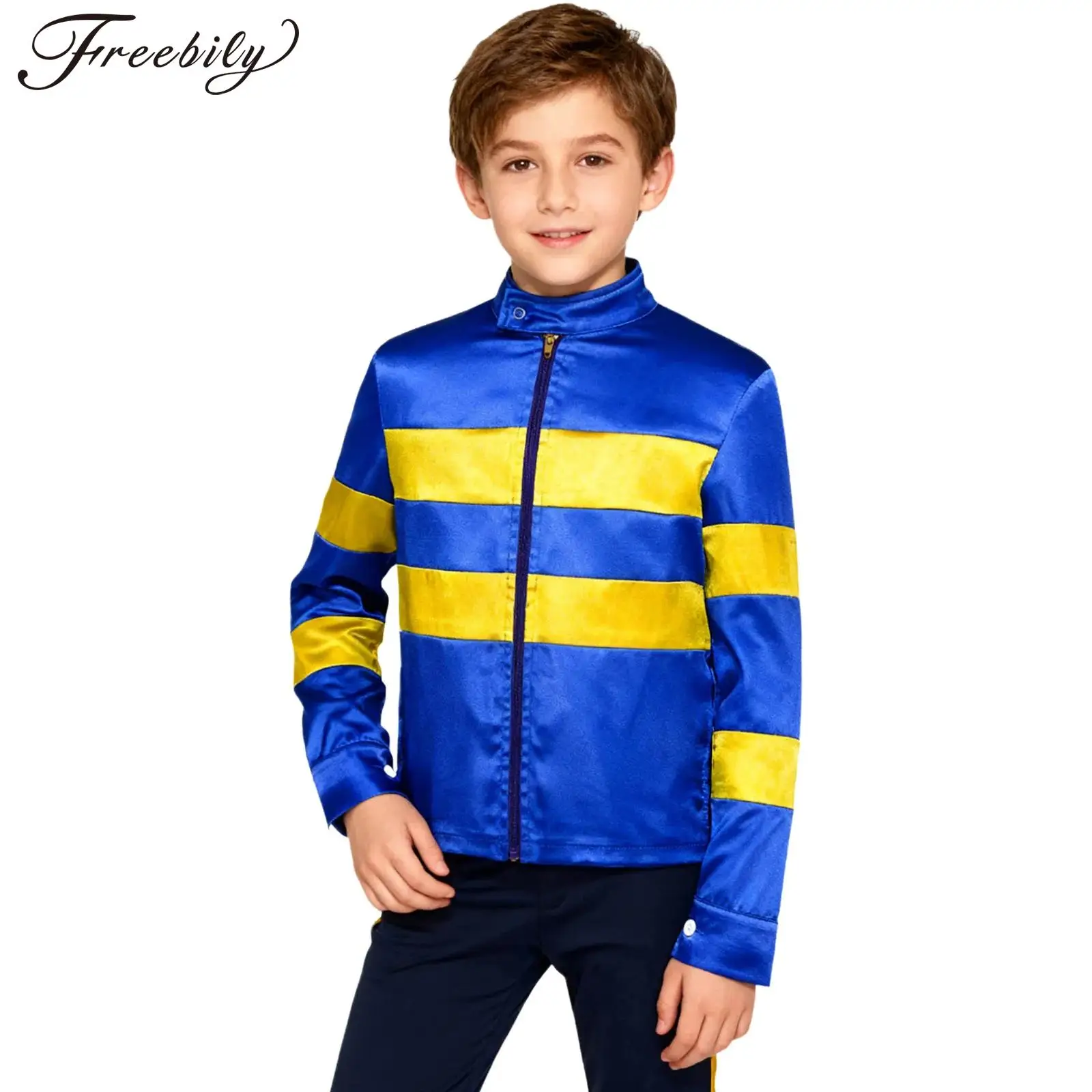 

Куртки на молнии с цветными блоками для мальчиков, костюм лошади-всадника, куртка для косплея, наряд для вечеринки, костюм для ролевых игр, пальто, модная верхняя одежда