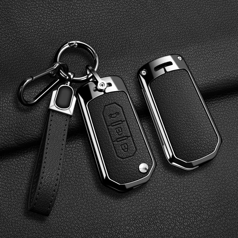 Metall+Leder Autoschlüsselhülle für Ford Territory EV, Schlüsselanhänger-Schutzhülle, Schlüsselkette, Auto-Zubehör – Detail 16