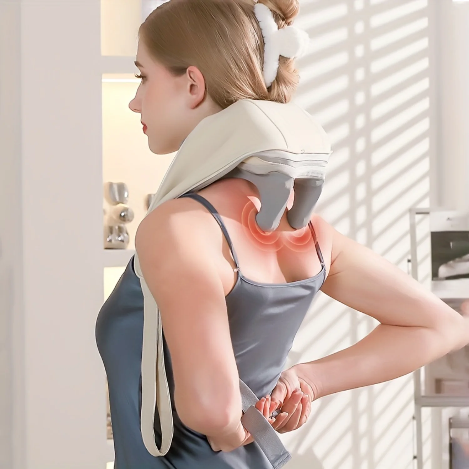 Masajeador de cuello Shiatsu - Almohada de masaje calentada 3D recargable