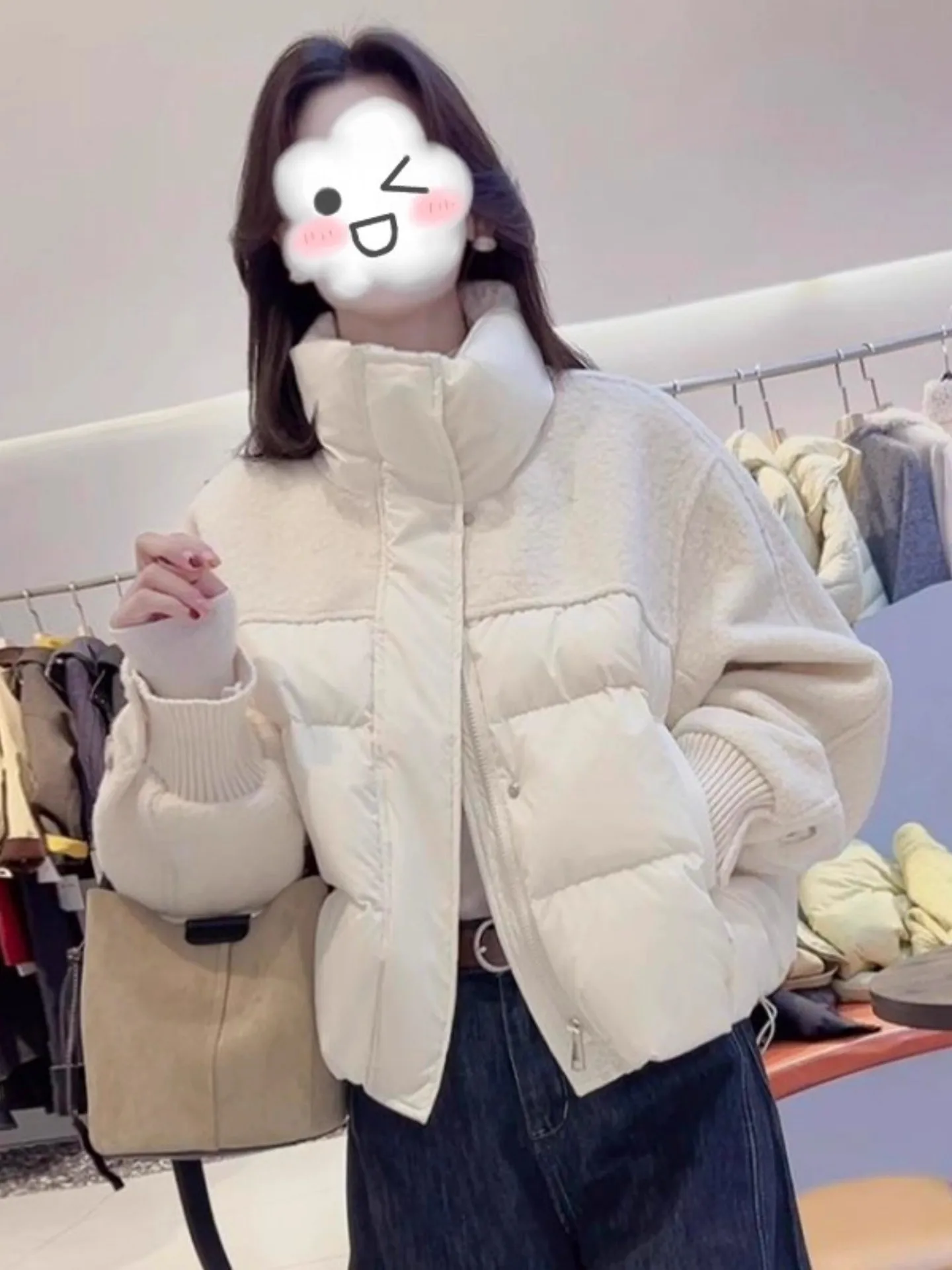 플러스 사이즈 패셔너블 패치워크 스탠드 칼라 코튼 재킷 여성용 겨울 디자인 보온 다용도 슬림 아우터웨어