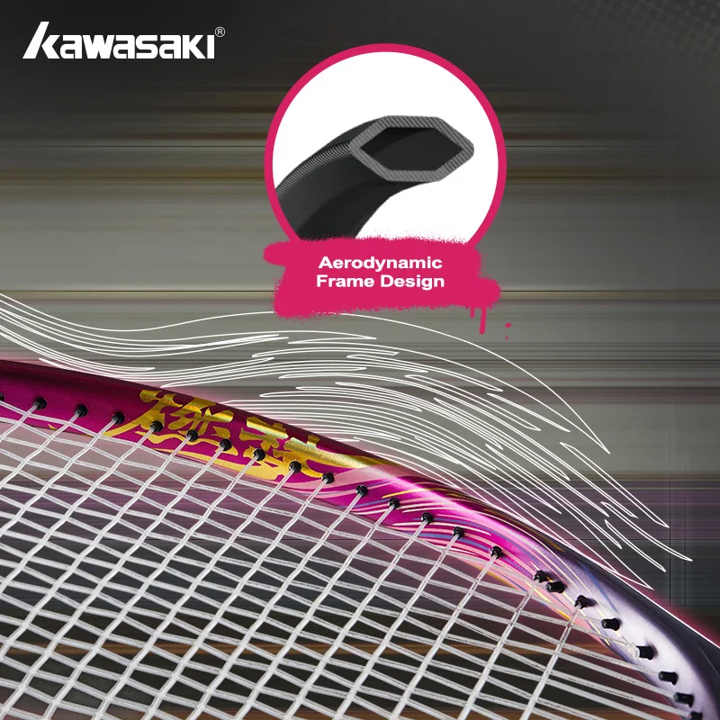 مضرب تنس احترافي من كاواساكي مصنوع من ألياف الكربون ورأس كبير الحجم للتحكم في الطاقة والدوران |   لعبة التنس المتوسطة للبالغين