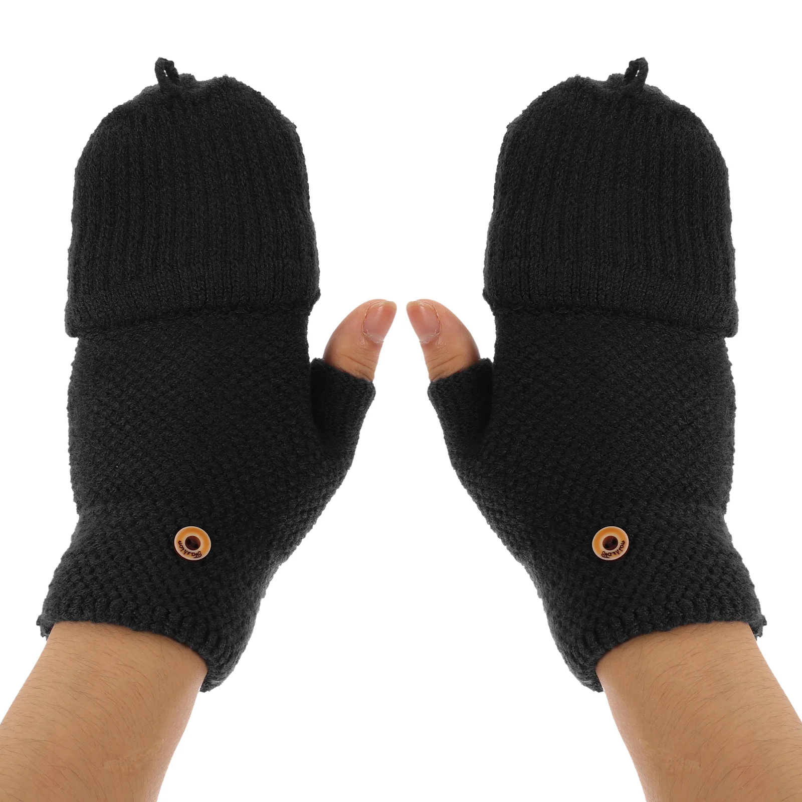 

1Pair Fingerless Gloves Women Warm Knitted Convertible Flap Mittens Half Finger Gloves for Cold Weather Wear Convertible Mittens