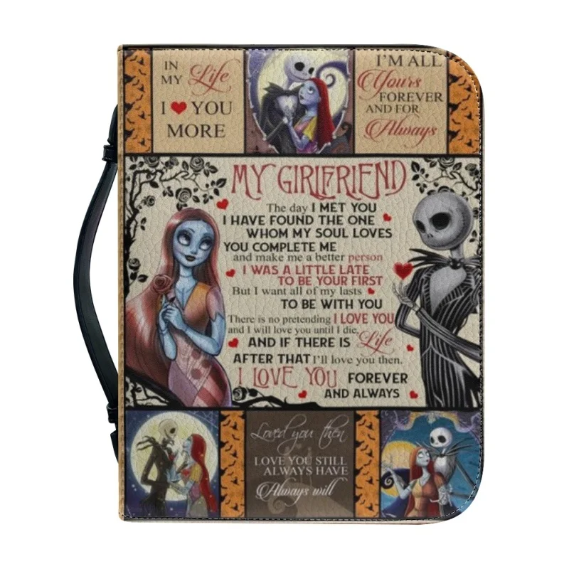 To My girlfriend-funda de la Biblia con estampado personalizado para mujer, bolsos de mano de PU, libro de estudio, cajas de almacenamiento