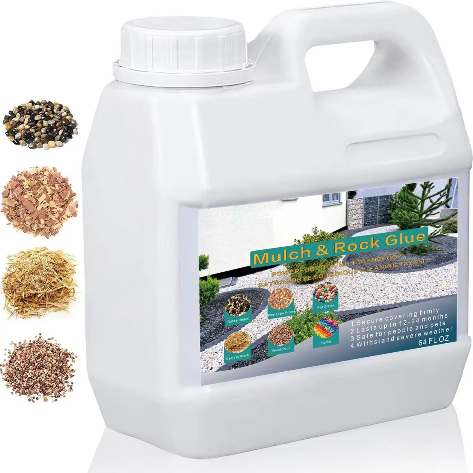 

64 унции мульчильный каменный клей, клей для покрытия земли для камней, сильный безопасный клей для покрытия камня, патио, двора