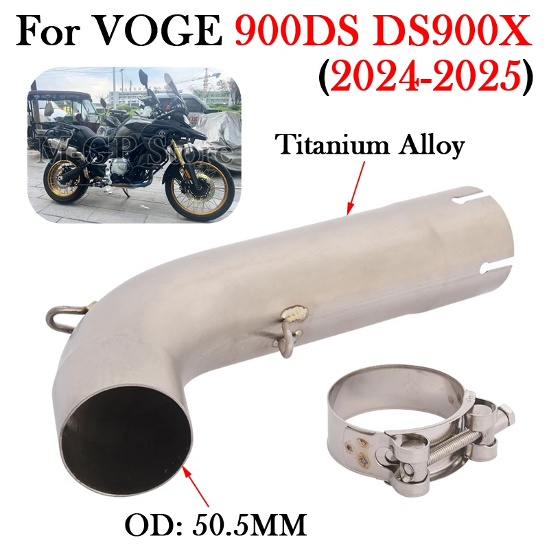 

Slip On For VOGE 900DS DS900X 900 DS 900X 2024 2025 Motorcycle 51MM Exhaust Titanium Alloy Middle Link Pipe Modify Muffler Moto