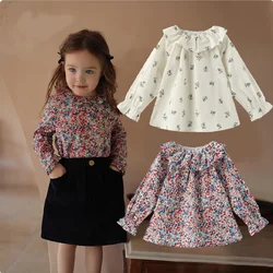 Baby Girls Ruffles Princess Shirt Cotton Long Sleeve Lace Blouse Infant Stylish  Floral Tops Children Shirt Girls Clothing 6-24M