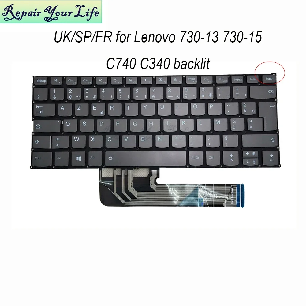 UK Spanish French Backlit Keyboard For Lenovo Yoga 730-13IKB 13IWL 730-15IWL 15IKB Flex 6-14ARR 6-14IKB FLEX-14API SN20N045911