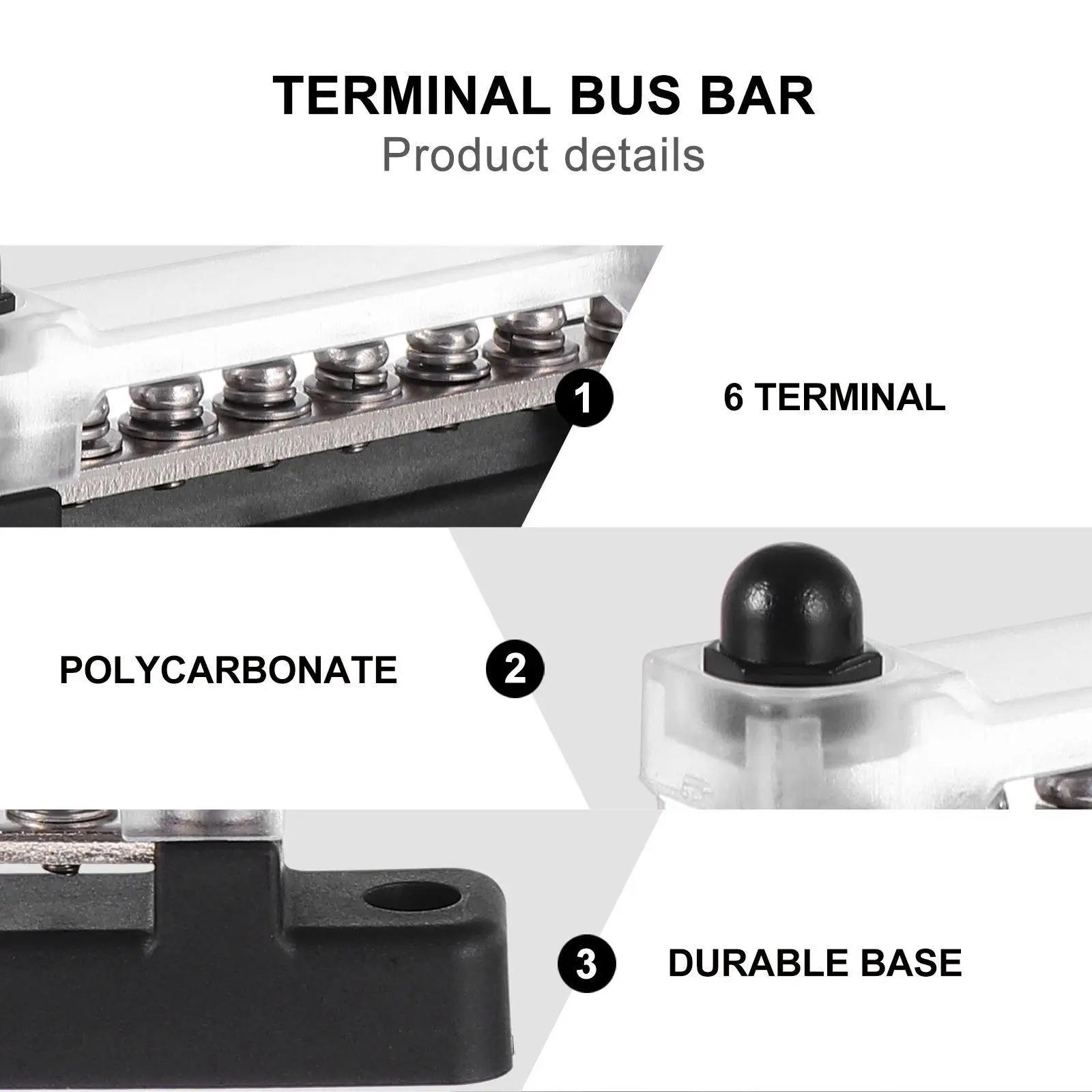 1Pcs Copper Bus Bar Block 6 Plastic Cover Terminals 150a Power Ground Distribution for Automotive Marine Motorcycle Atv view 6