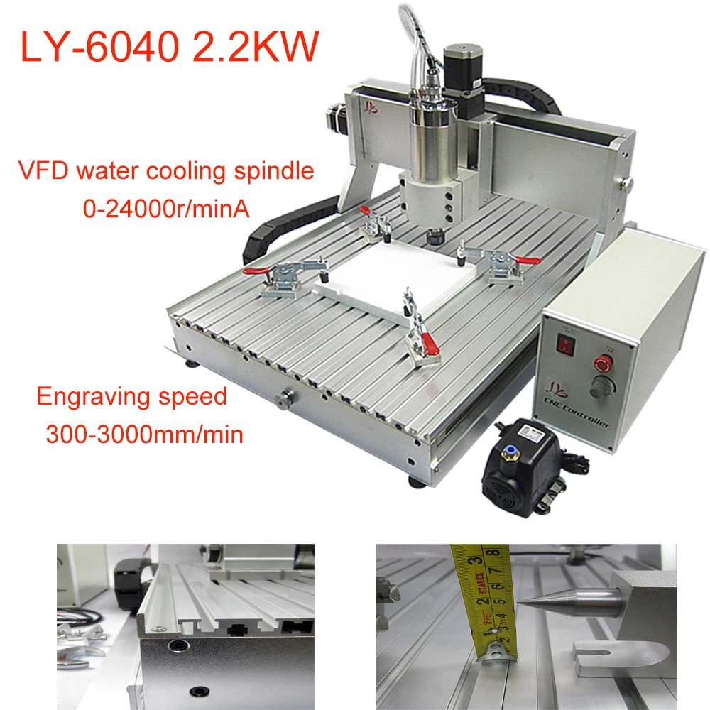 

LY 2.2KW CNC Router 6040Z Wood Metal Engraving Drilling and Milling Machine 3axis 4axis Carving Size 600*400mm High Quality