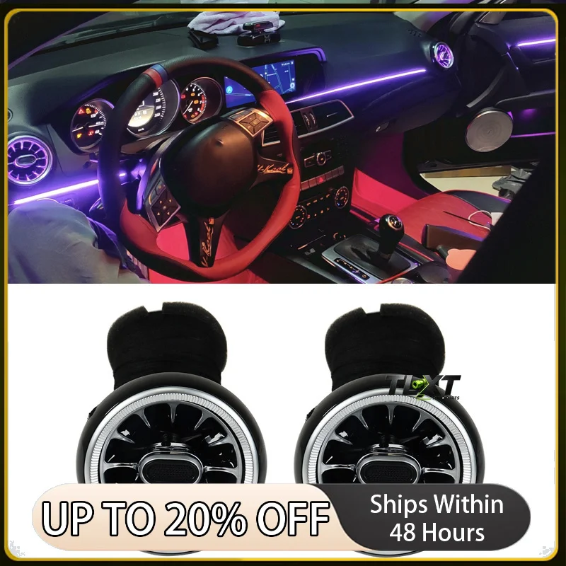 Car 2PCS LED Front Console Air Condition Replace AC Vent Turbo Outlet For Mercedes Benz C Class W204 2011 2012 2013
