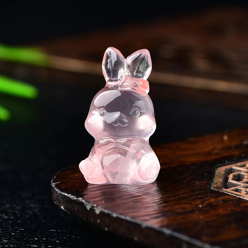 

Фигурка кролика из натурального розового кварца 25х15мм. | Необработанный кристалл резной кулон своими руками украшение