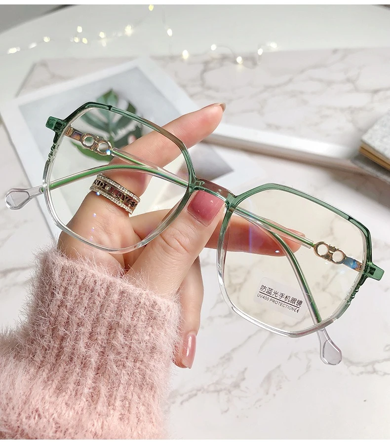 Modische Myopiebrille mit großem Rahmen, hochauflösende Anti-Blaulicht-Brille für Frauen, ultraleichte Computerbrille – Detail 13