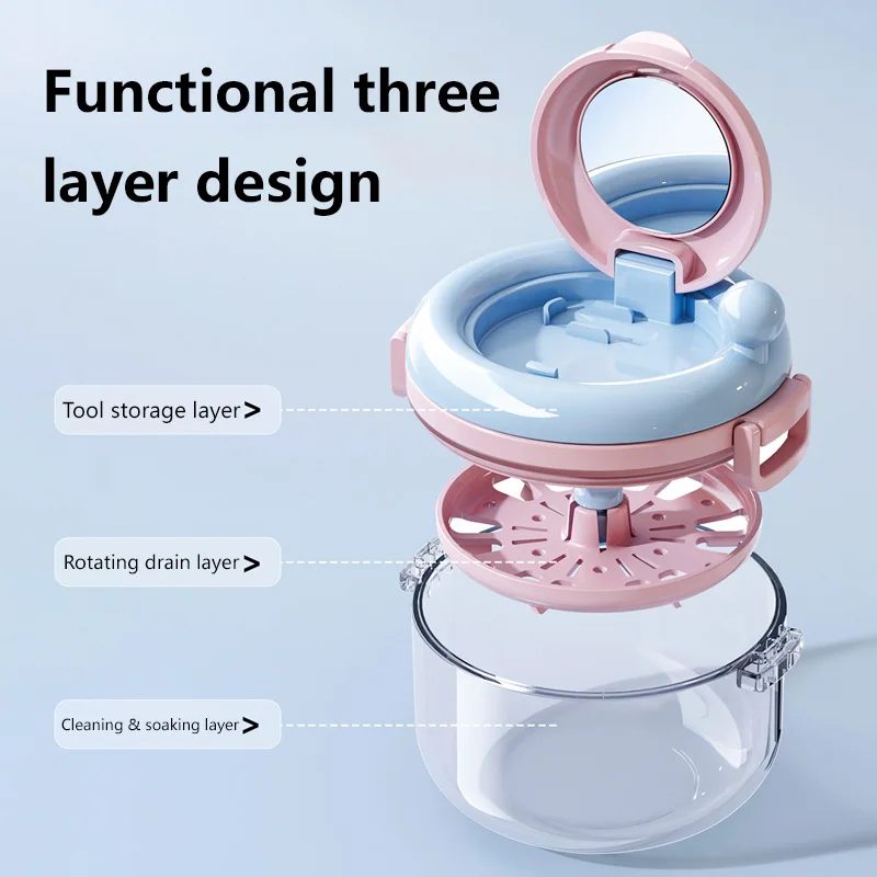 Deep Clean Retainer Cleaner Case Manual Wet‑Dry Separation Storage Container for Invisalign Retainer Denture Orthodontic Devices