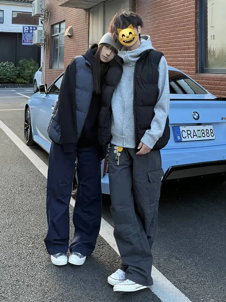 

Легкий пуховый жилет унисекс с воротником-стойкой, зимняя верхняя одежда для мужчин и женщин, безрукавка из хлопка