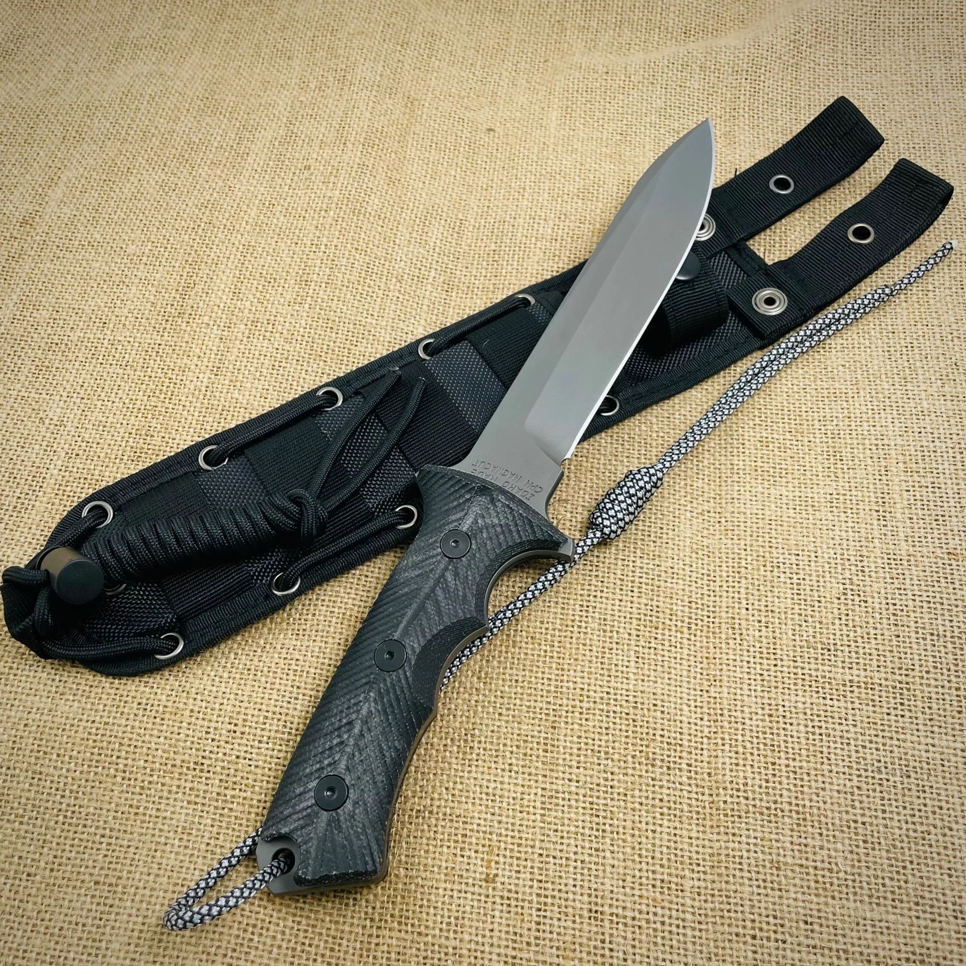 High Hardness Fixed Blade Outdoor Tool with Kydex Sheath, Full Tang Camping Knife for Heavy Duty Field Tasks
