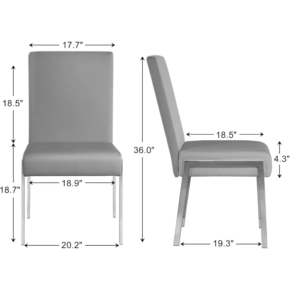 Upholstered Dining Chairs Set of 6, Armless Grey Accent Chairs with Chromed Metal Legs, Dining Chairs