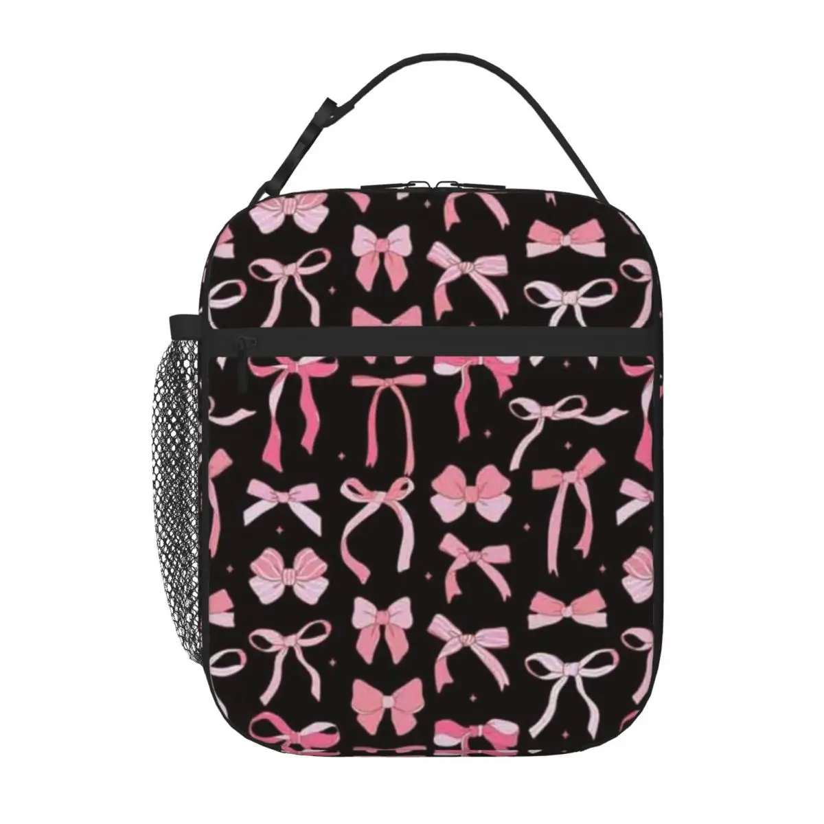 Bestselling Coquette Bows Pink Pattern Zipper Closure Commuter Lunch Bag Office Break Cooler Lunch Bag