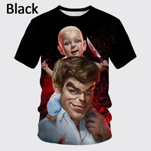 Personality Hip-hop t shirts Men Fashion 3D Dexter Print O-Neck Short Sleeve Harajuku Tshirt Unisex Clothing