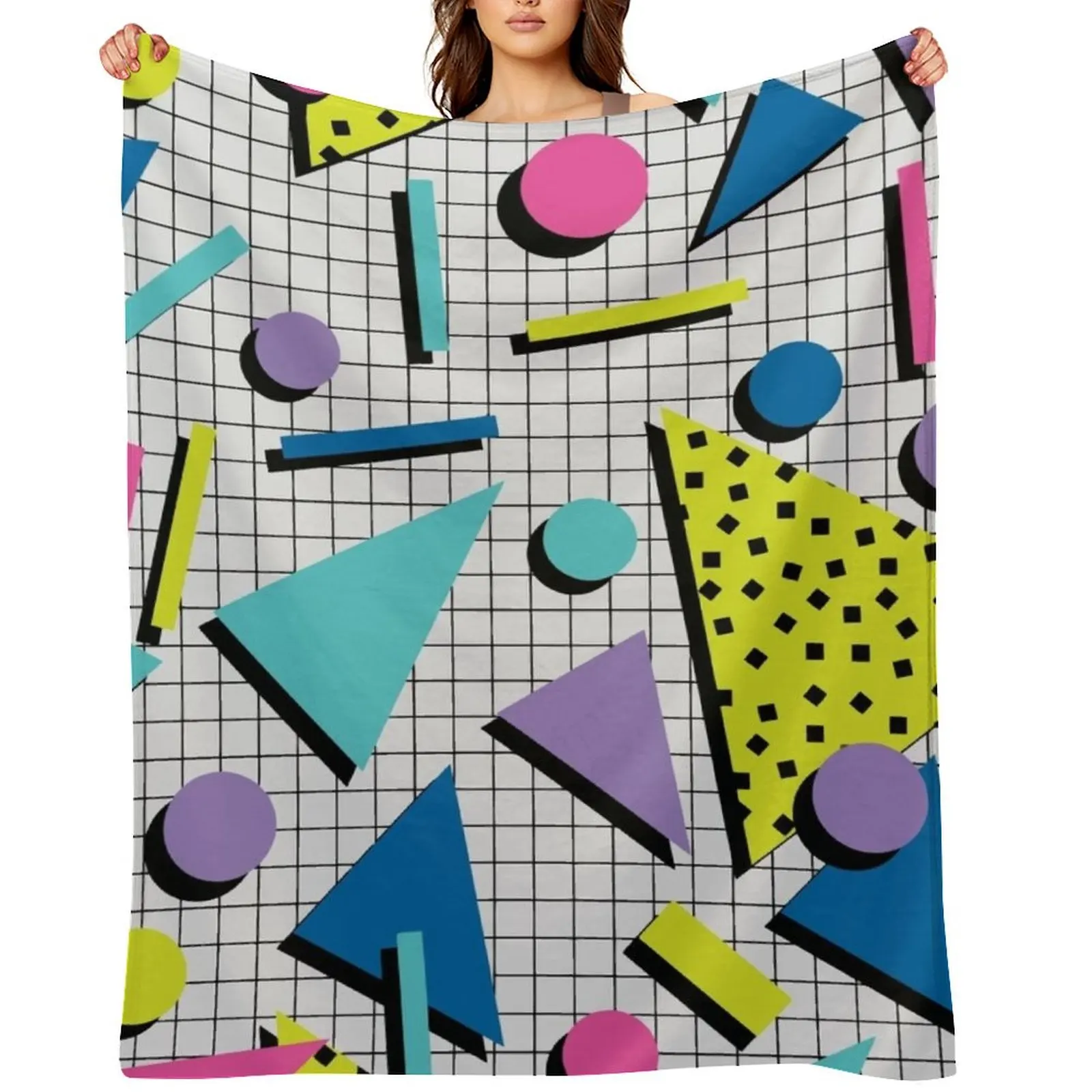 

Totally Tubular! Retro 80s Memphis Style Inspired Geometric Print Throw Blanket Single for winter Quilt Weighted Blankets