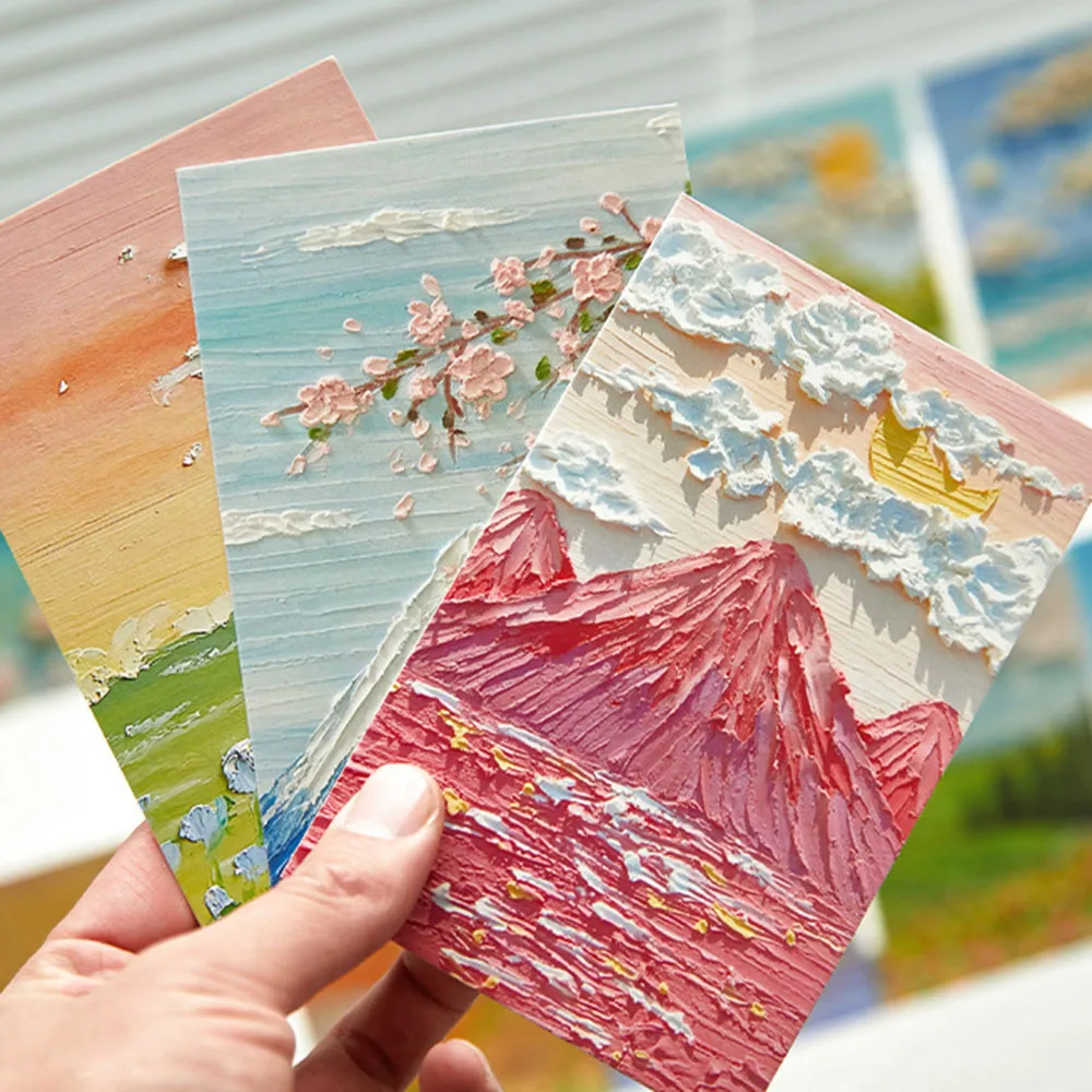 30Pcs/Set Four Seasons Whispering Series Postcard Fantasy INS Style Oil Painting Greeting Message Cards Xmas Gift Card