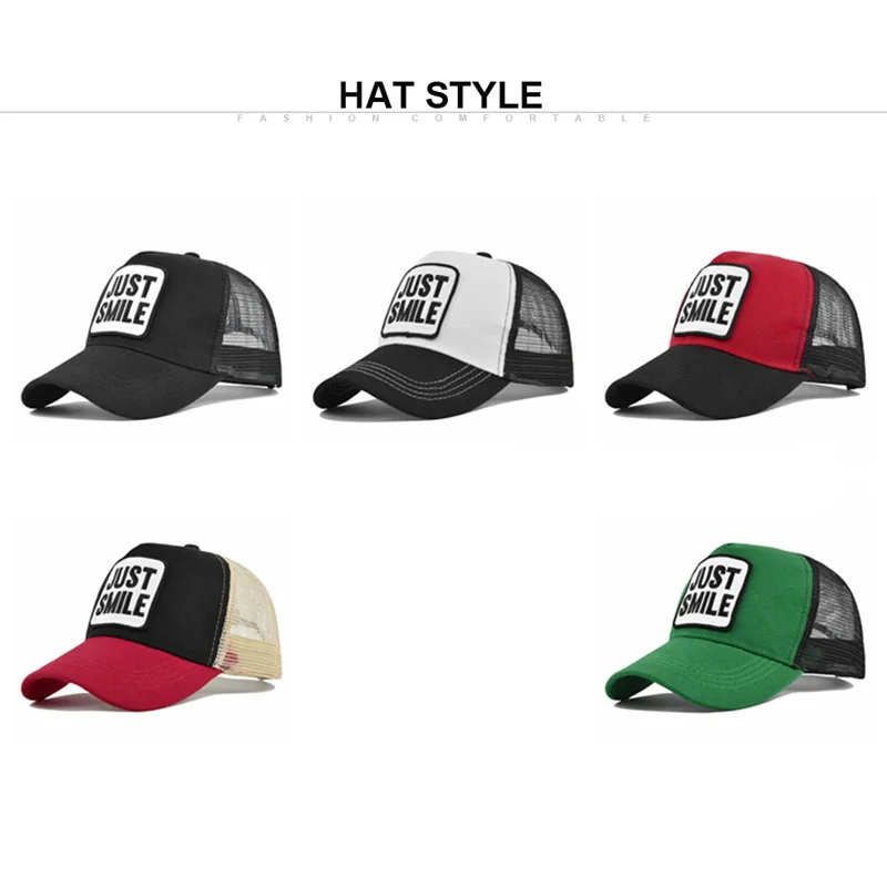 Gorras de béisbol con bordado de letras para hombre y mujer, sombreros de pesca Snapback, sombrero de Sol de malla, gorra ajustada de Hip Hop al