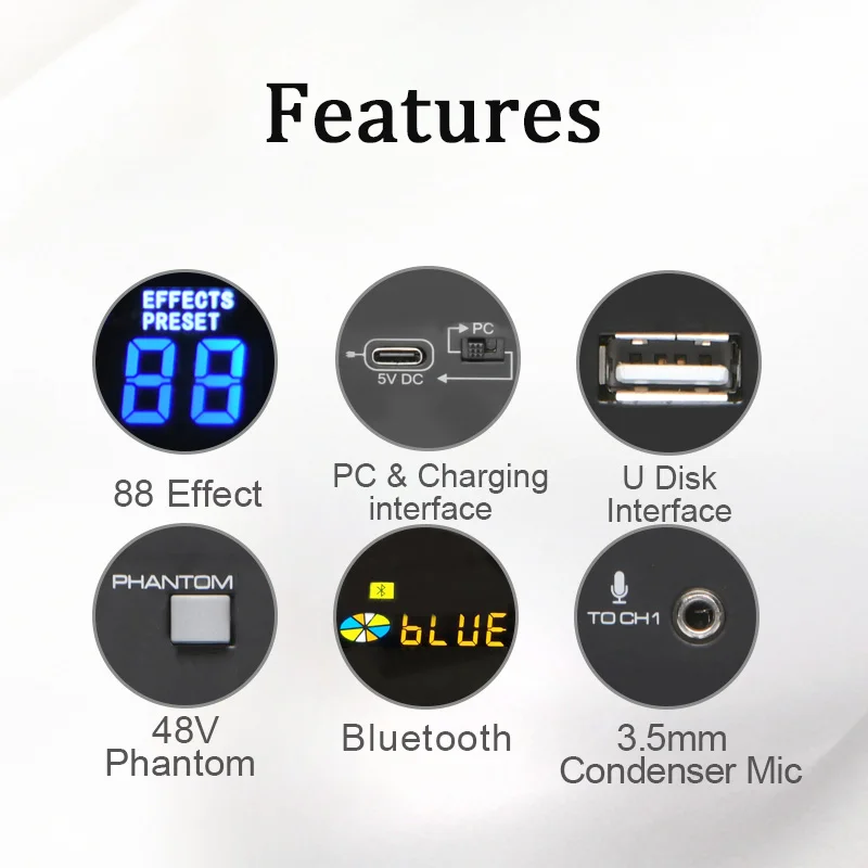 4 ช่องเครื่องผสมเสียง 88 DSP Effect USB PC Record Play แบบพกพา Dj คอนโซลผสมบลูทูธสําหรับ House Party คาราโอเกะ AG-AS04A