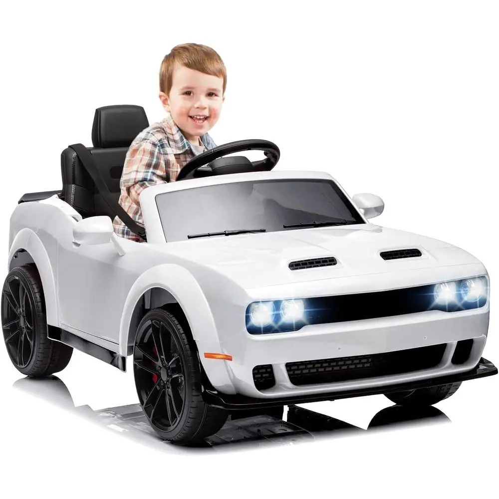 Balade sur voiture pour enfants, voiture Dodge Challenger sous licence 12 V, voiture jouet pour tout-petits avec télécommande, suspension à ressort