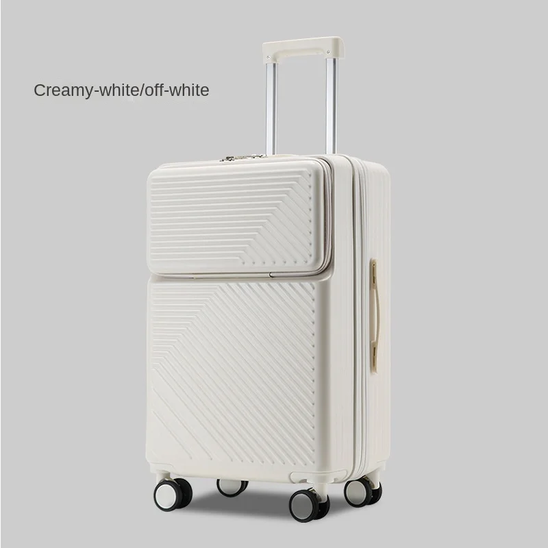 Semi-open Suitcase 20 24 26 inch Luggage with Cup Holder Bussiness Trip USB Charger Suitcases on Wheels TSA Lock Trolley Case