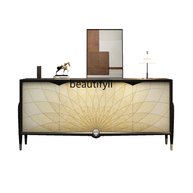 

Solid Wood Entrance Cabinet Italian Modern Sideboard Cabinet Light Luxury Entry Door Sitting Room Cabinet