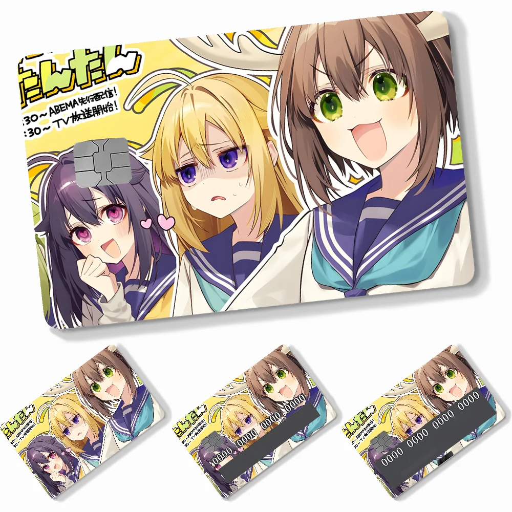 1PC Anime My Deer Friend Nokotan Adesivi per carte piccole 4 pezzi Adesivi per carte di credito in PVC Pellicola protettiva autoadesiva rimovibile