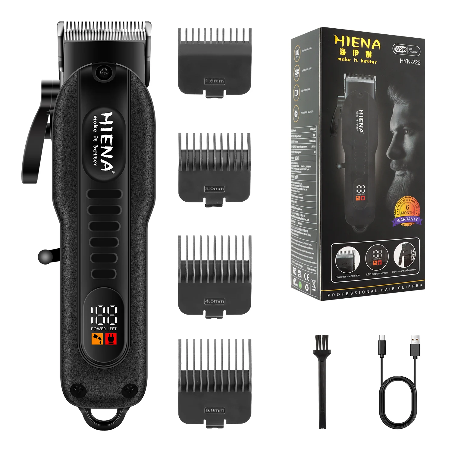 Professional Barber Electric Hair clipper LED display screen UBS charging Trimmer Powerful electric hair clipper trimmer tool