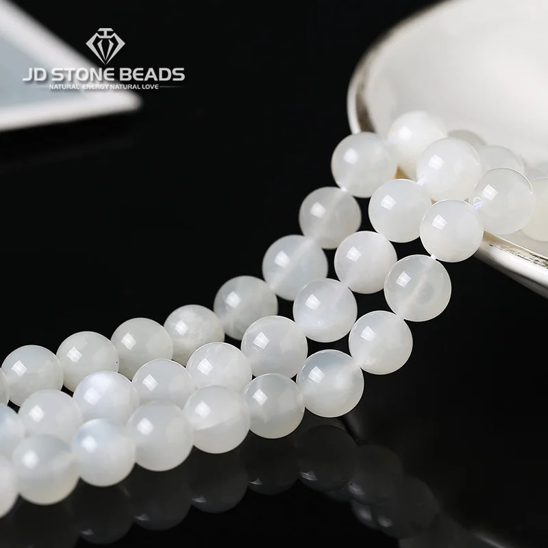 

Genuine Natural Stone White Moonstone Bead Round Loose Spacer Shiny Gems Bead For Jewelry Making Diy Necklace Bracelet Accessory