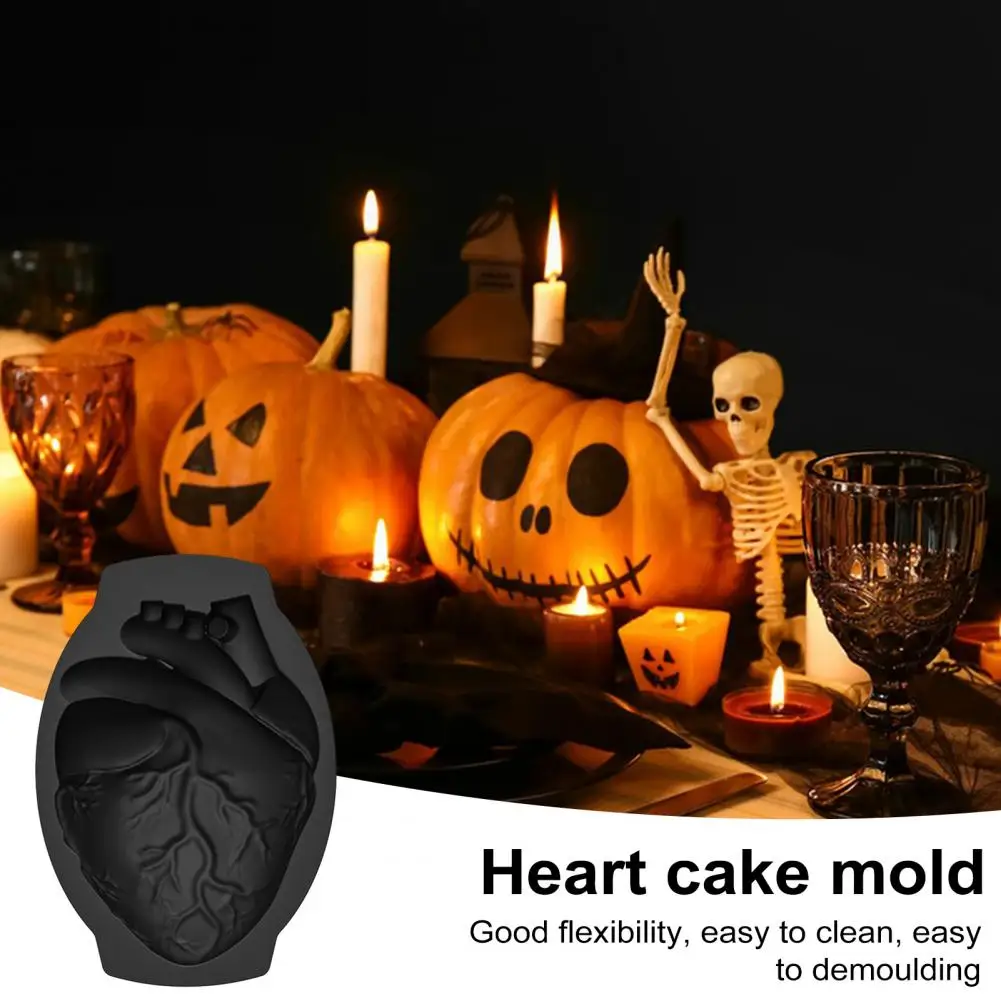 Eco-friendly Cake Mold Realistic Heart Silicone Cake Mold for Halloween Baking Diy Chocolate Candy Tools Easy to Clean Reusable